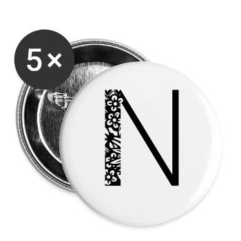 Buchstabe N - Buttons klein 25 mm (5er Pack) - Weiß - Vorne