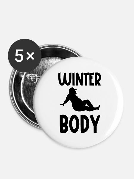 Winter-Körper - Buttons klein 25 mm (5er Pack) - Weiß