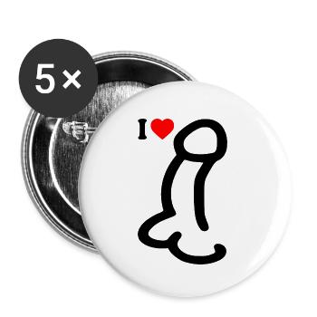 I love cock - Lot de 5 petits badges (25 mm) - blanc - Devant