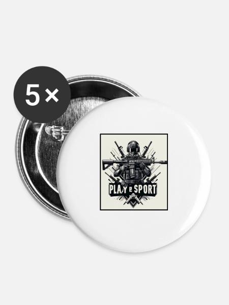 Play shooter - Buttons klein 25 mm (5er Pack) - Weiß