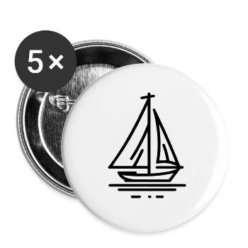 Minimalist Sailboat Line Art - black - Buttons small 1''/25 mm (5-pack) - white - Front