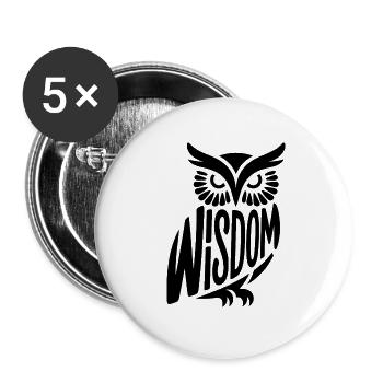 Wisdom Owl - Cooles Religionsdesign - Buttons klein 25 mm (5er Pack) - Weiß - Vorne