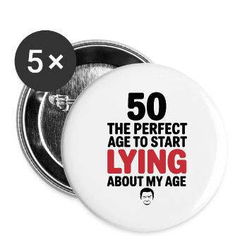 50 Perfect Age Start Lying About My Age - Buttons small 1''/25 mm (5-pack) - white - Front