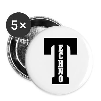 Techno - Buttons klein 25 mm (5er Pack) - Weiß - Vorne
