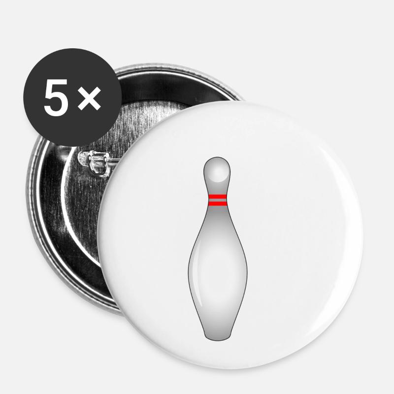 Bowling Pin - Lot de 5 petits badges (25 mm) - blanc