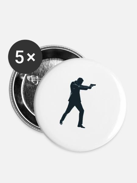 Geheimagent - Buttons klein 25 mm (5er Pack) - Weiß
