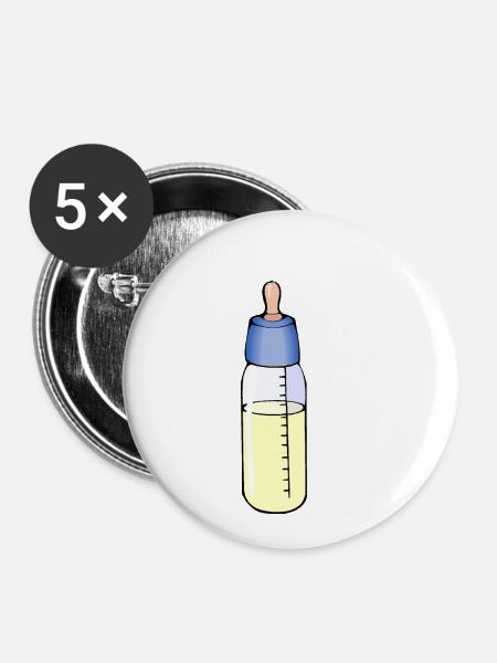 Milchflasche - Buttons klein 25 mm (5er Pack) - Weiß