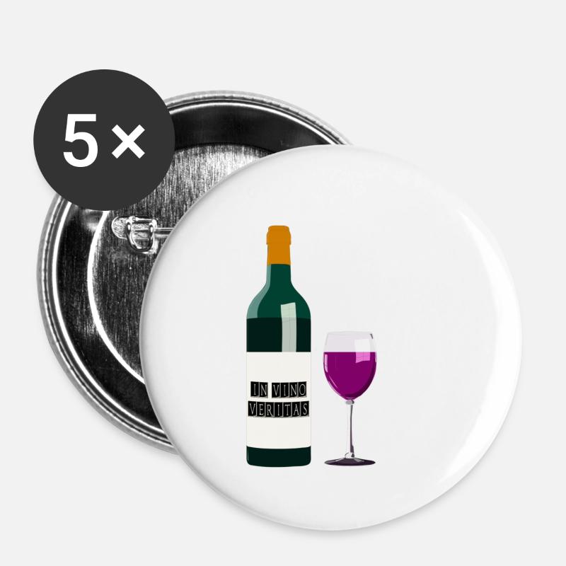Wein - Buttons klein 25 mm (5er Pack) - Weiß