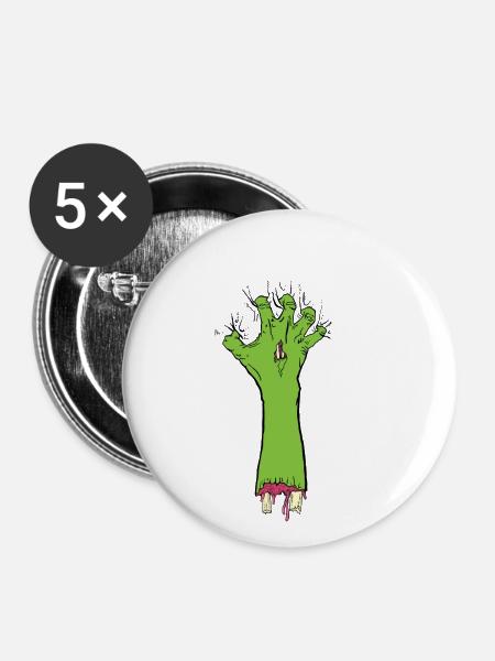 Zombie Greifer - Buttons klein 25 mm (5er Pack) - Weiß