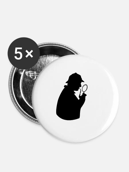 Detektiv - Buttons klein 25 mm (5er Pack) - Weiß
