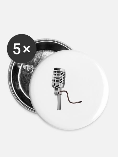 Mikrofon - Buttons klein 25 mm (5er Pack) - Weiß