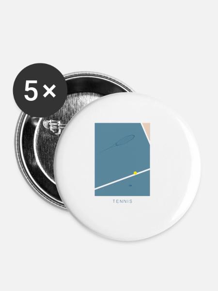 Tennis Art - Buttons klein 25 mm (5er Pack) - Weiß