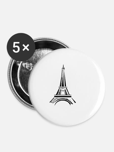 Eiffelturm - Buttons klein 25 mm (5er Pack) - Weiß