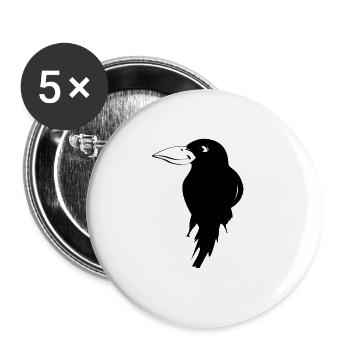 Schwarzer Rabe mit freundlichem Gesicht. - Buttons klein 25 mm (5er Pack) - Weiß - Vorne