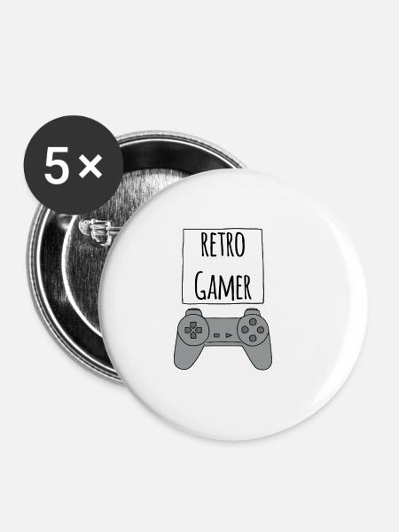 Gamer Retro PS - Buttons klein 25 mm (5er Pack) - Weiß