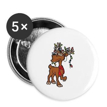 Noël rennes - Lot de 5 petits badges (25 mm) - blanc - Devant