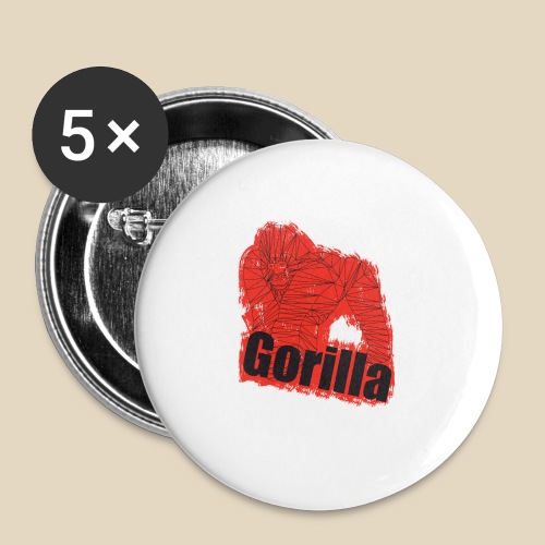 Red Gorilla - Lot de 5 petits badges (25 mm)