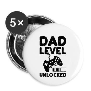 Dad Level Unlocked - Vater - Buttons klein 25 mm (5er Pack) - Weiß - Vorne
