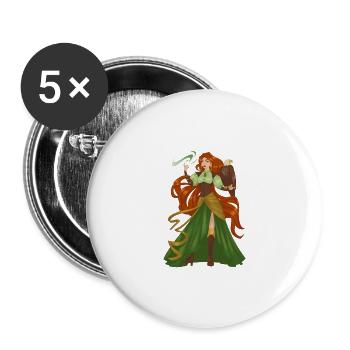 Witch Red Hair Bird Pretty Lady Model Fantasy - Buttons small 1''/25 mm (5-pack) - white - Front