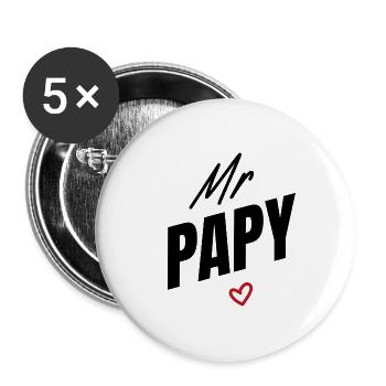 Mr Papy - cadeau pour les grand-pères - Lot de 5 petits badges (25 mm) - blanc - Devant