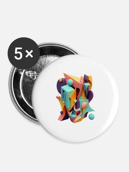 3D - Buttons klein 25 mm (5er Pack) - Weiß