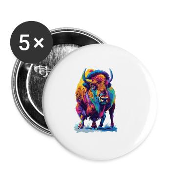 Bunter Bison Abstrakte Tierkunst Wildnis - Buttons klein 25 mm (5er Pack) - Weiß - Vorne