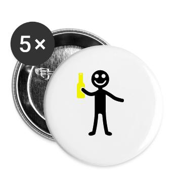 Strichmännchen Bier Lustig - Buttons klein 25 mm (5er Pack) - Weiß - Vorne