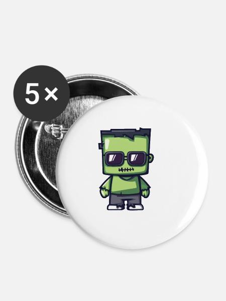 Zombie Halloween Cool - Buttons klein 25 mm (5er Pack) - Weiß