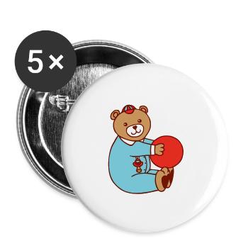 Bear with ball - Buttons small 1''/25 mm (5-pack) - white - Front