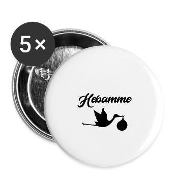 Midwife Stork Child Baby Birth - Buttons small 1''/25 mm (5-pack) - white - Front