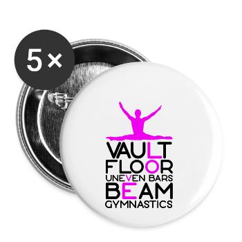 Vault Floor Uneven Bars Beam Gymnastics - Buttons klein 25 mm (5er Pack) - Weiß - Vorne