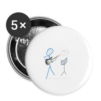 E Guitar Stick Figure Bass Music Rock - Lot de 5 petits badges (25 mm) - blanc - Devant