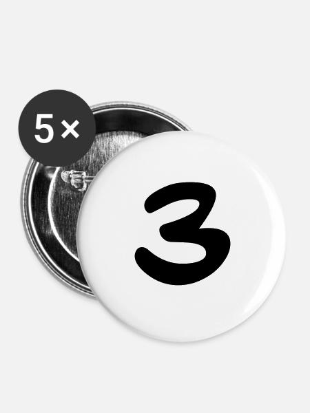 Drei - Buttons klein 25 mm (5er Pack) - Weiß