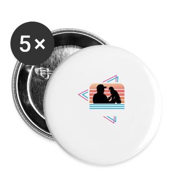 Zookeeper Retro Caretaker Gift - Buttons small 1''/25 mm (5-pack) - white - Front