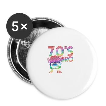 70s Bro Vintage Retro Cassette - Buttons small 1''/25 mm (5-pack) - white - Front