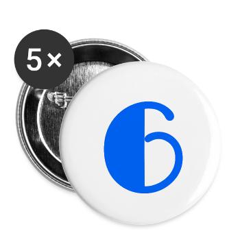 6 YEARS. 6th ANNIVERSARY. 6 YEAR ANNIVERSARY. 6 - Buttons small 1''/25 mm (5-pack) - white - Front