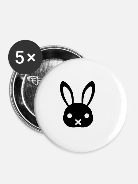 Kaninchen - Buttons klein 25 mm (5er Pack) - Weiß
