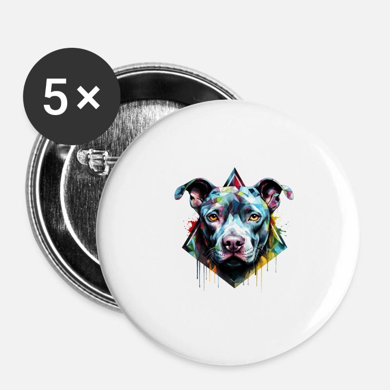 Pitbull - Lot de 5 petits badges (25 mm) - blanc