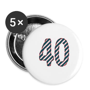 40. 40 JAHRE. 40-JÄHRIGES JUBILÄUM. 40-JÄHRIGES JUBILÄUM. - Buttons klein 25 mm (5er Pack) - Weiß - Vorne