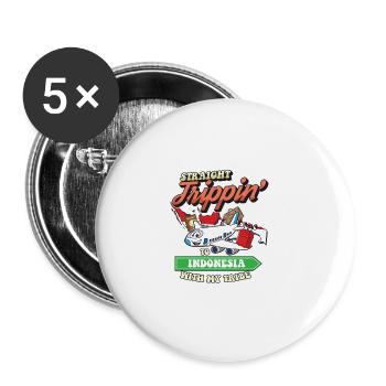 Straight Trippin' To Indonesia With My Tribe - Buttons klein 25 mm (5er Pack) - Weiß - Vorne