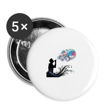 Colored soap bubbles fantasy and magic for - Buttons small 1''/25 mm (5-pack) - white - Front