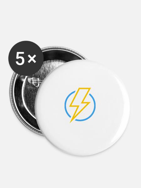 Blitz - Buttons klein 25 mm (5er Pack) - Weiß