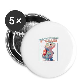 Mignon Dinosaure Enfants Garçons Filles - Je suis prêt à - Lot de 5 petits badges (25 mm) - blanc - Devant