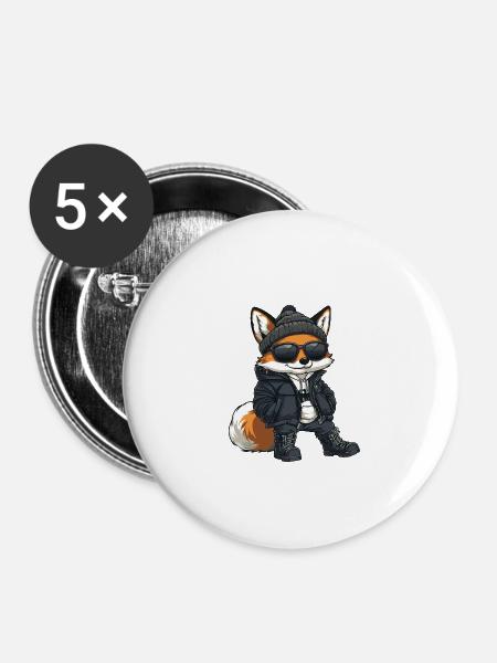 Fuchs Winter - Buttons klein 25 mm (5er Pack) - Weiß