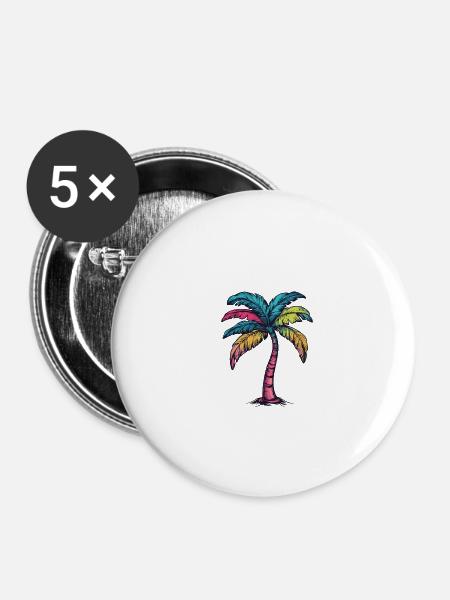 Palme Bunt - Buttons klein 25 mm (5er Pack) - Weiß