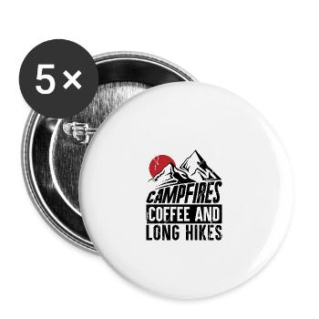 Café et feux de camp longues randonnées - Lot de 5 petits badges (25 mm) - blanc - Devant