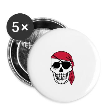Pirate avec le foulard tête crâne squelette de marin - Lot de 5 petits badges (25 mm) - blanc - Devant