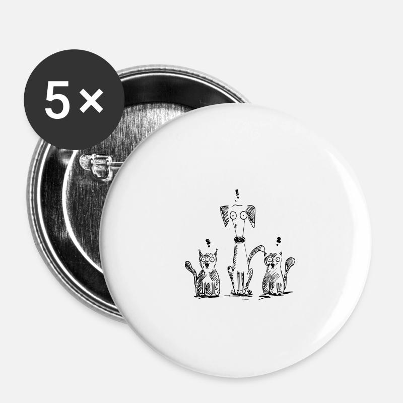 Hund und Freunde - Buttons klein 25 mm (5er Pack) - Weiß