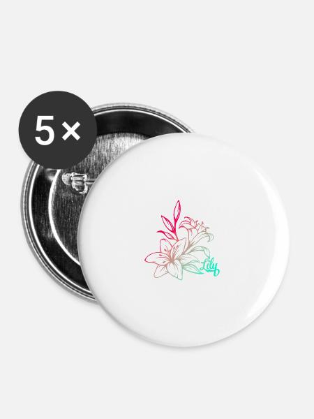 Lilie Blüte Pflanze - Buttons klein 25 mm (5er Pack) - Weiß