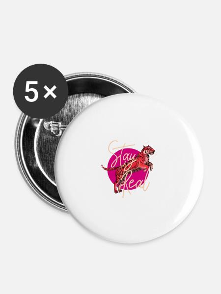 Tiger Kunst Design - Buttons klein 25 mm (5er Pack) - Weiß